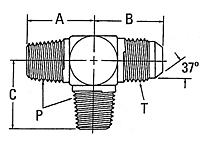 203007 Male Pipe to Male JIC Tee Adapter